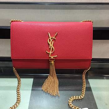 YSL Classic Saint Laurent Shoulder Bag Red 354119 Size 24x14.5x5.5 cm