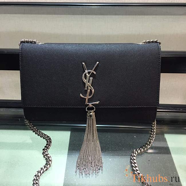 YSL Classic Saint Laurent Shoulder Bag Metal Chain Black 354119 Size 24x14.5x5.5 cm - 1