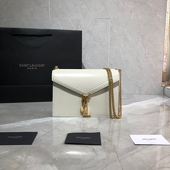 YSL Saint Laurent Cassandra Monogram Smooth Leather White 532750 Size 22x16.5x5.5 cm