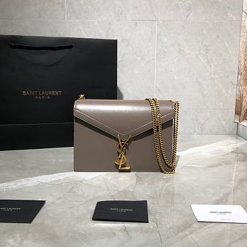 YSL Saint Laurent Cassandra Monogram Smooth Leather Gray 532750 Size 22x16.5x5.5 cm