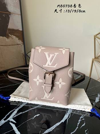 LV Mini White Backpack Apricot M80738 Size 13x19x8 cm