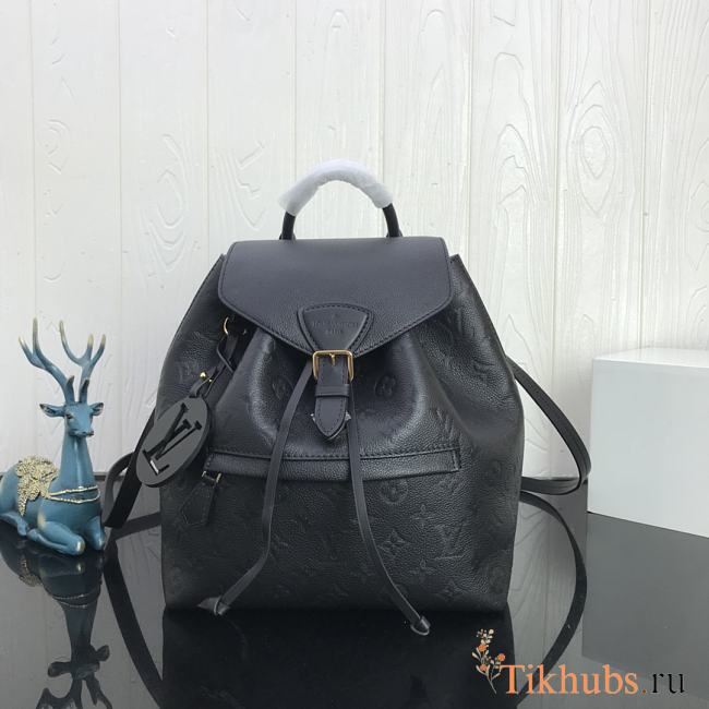 LV Montsouris Backpack Embossed Leather Black M45410 Size 27.5x33x14 cm - 1