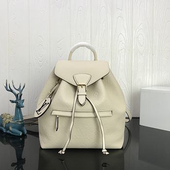 LV Montsouris Backpack Embossed Leather Cream M45410 Size 27.5x33x14 cm