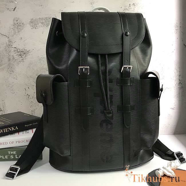 LV Supreme Water Ripple Backpack Black M41709 Size 34x13x47 cm - 1