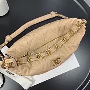 Chanel Crumpled Lambskin Mini Hobo Bag Beige Size 15x12.5x18 Cm - 4