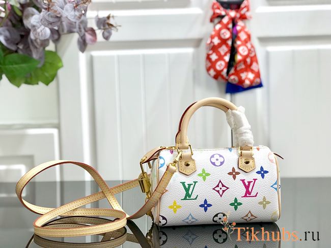 LV Tricolor Speedy Mini Pillow Bag White M92645 Size 15.5x10x7 cm - 1