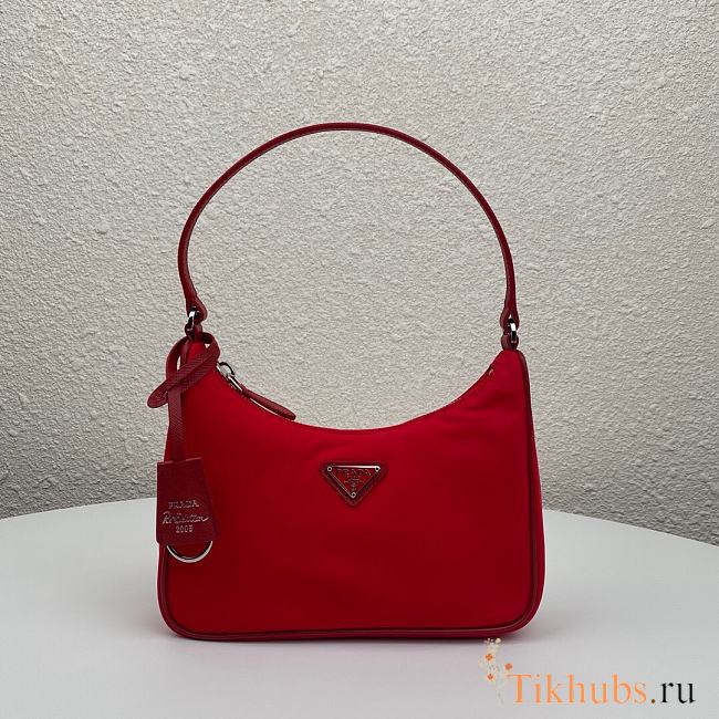 Prada Leather Shoulder Strap Hobo Bag Red 1NE204 Size 23x13x5 cm - 1