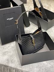 YSL Le 5A7 Hobo Bag In Crocodile-Embossed Shiny Leather 657228 Size 25x14x6 cm - 3