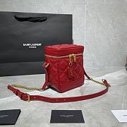 YSL 80's Vanity Bag In Carré-Quilted Red 649779 Size 14.5 X 16.5 X 9 cm - 6