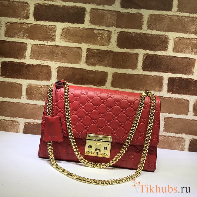 GUCCI Padlock Medium Gg Shoulder Bag Red Pressure 409486 Size 30 x 19 x 10 cm - 1