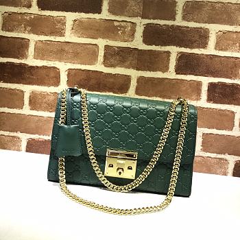 GUCCI Padlock Medium Gg Shoulder Bag Green Pressure 409486 Size 30 x 19 x 10 cm