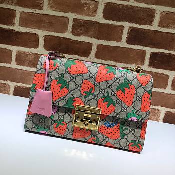 GUCCI Padlock Medium Gg Shoulder Bag Strawberry 409486 Size 30 x 19 x 10 cm