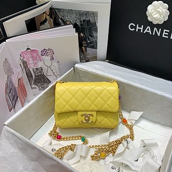 CHANEL Mini Flap Bag Yellow AS2379 Size 17 x 12 x 8 cm