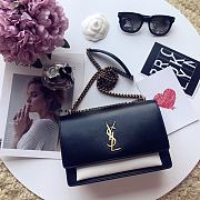 YSL Sunset Monogram Medium Smooth Leather Black-White 442906 Size 22x16x9 cm - 6