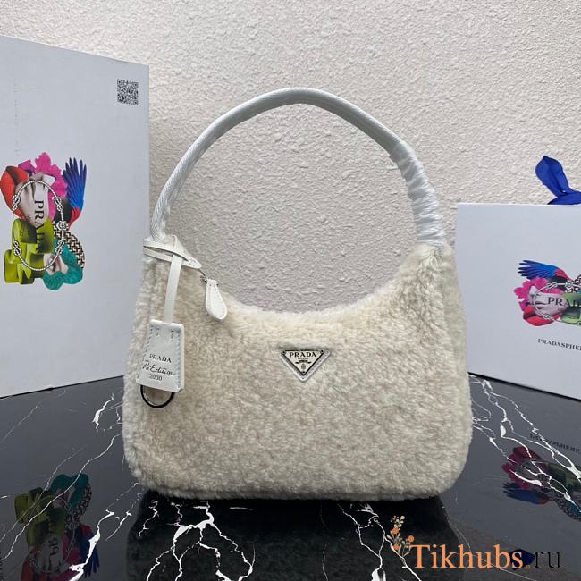 Prada Re-Edition 2000 Shearling Mini Bag White 1NE515 Size 23x14x5 cm - 1