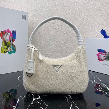 Prada Re-Edition 2000 Shearling Mini Bag White 1NE515 Size 23x14x5 cm