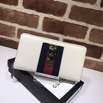 GUCCI Large Zip Around Wallet Sylvie Meter White 476083 Size 19 x 10 x 2.5 cm