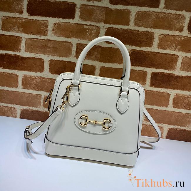 GUCCI Horsebit 1955 Small Top Handle Bag White 621220 Size 25 x 24 x 9 cm - 1