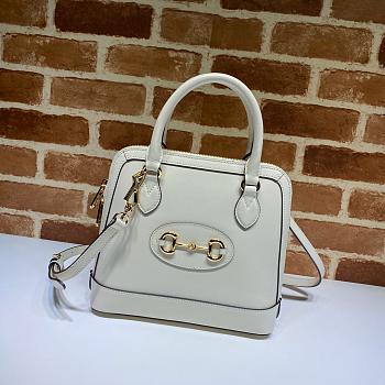 GUCCI Horsebit 1955 Small Top Handle Bag White 621220 Size 25 x 24 x 9 cm