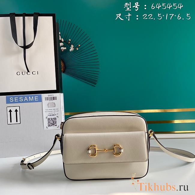 GUCCI Horsebit 1955 Small Gg Supreme Off-White Full Leather 645454 Size 22.5 x 17 x 6.5 cm - 1