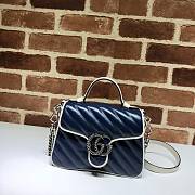 GG Marmont Mini Top Handle Bag Blue And White 583571 Size 21x15.5x8 cm - 1