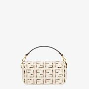 FENDI BAGUETTE White Canvas Bag With Embroidery White Size 27 - 6