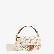 FENDI BAGUETTE White Canvas Bag With Embroidery White Size 27 - 5