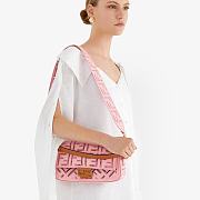 FENDI BAGUETTE White Canvas Bag With Embroidery Pink Size 27 - 3