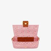 FENDI BAGUETTE White Canvas Bag With Embroidery Pink Size 27 - 5