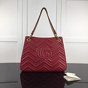 GG Marmont Matelassé Shoulder Bag In Red Leather 453569 Size 36 x 27 x 14 cm - 3