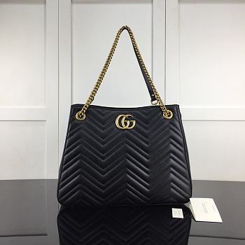 GG Marmont Matelassé Shoulder Bag In Black Leather 453569 Size 36 x 27 x 14 cm