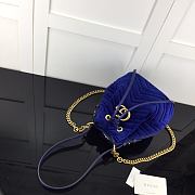 Gucci GG Marmont Quilted Velvet Bucket Bag Blue 525081 Size 21 x 22 x 11 cm - 4