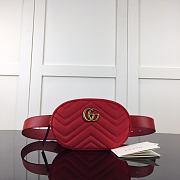 Gucci GG Marmont Matelasse Belt Bag Red Velvet 476434 Size 18 x 11 x 5 cm - 1