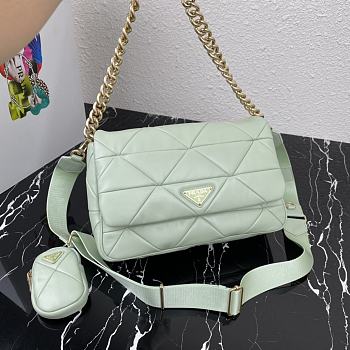 PRADA System Nappa Leather Patchwork Bag Green 1BD291 Size 28 x 18 x 7.5 cm