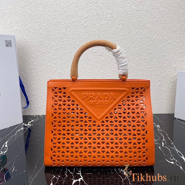 PRADA New Hollow Tote Bag Orange 1BG405 Size 30x24x16 cm - 1