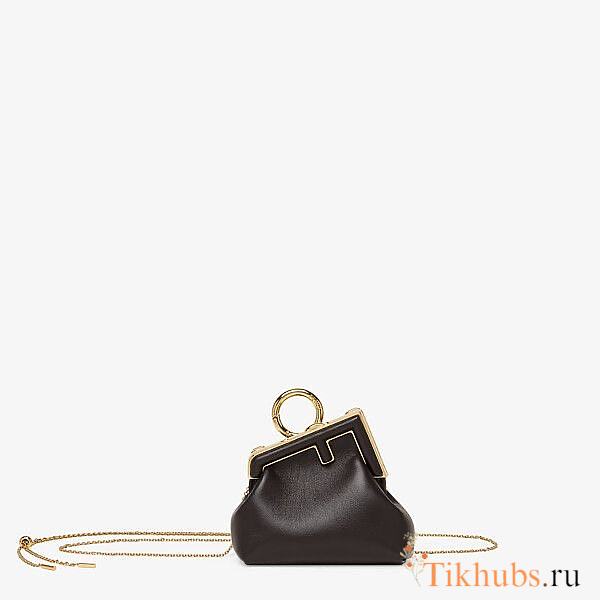 FENDI First Mini Leather Bag Black Size 11.5 x 10 x 5.5 cm - 1