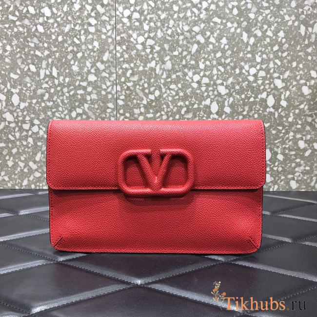 VALENTINO Garavani Logo Clutch Red 065 Size 22 x 2.5 x 11 cm - 1