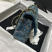 Chanel Sequin Bag Wear Beaded Beads Woolen Cloth Blue 1112 Size 25.5 cm - 6