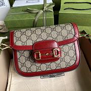 Gucci Horsebit 1955 Denim Mini Bag Brown Pvc/Red Leather 658574 Size 20.5 x 14 x 5 cm - 1