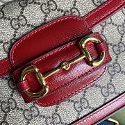 Gucci Horsebit 1955 Denim Mini Bag Brown Pvc/Red Leather 658574 Size 20.5 x 14 x 5 cm - 3