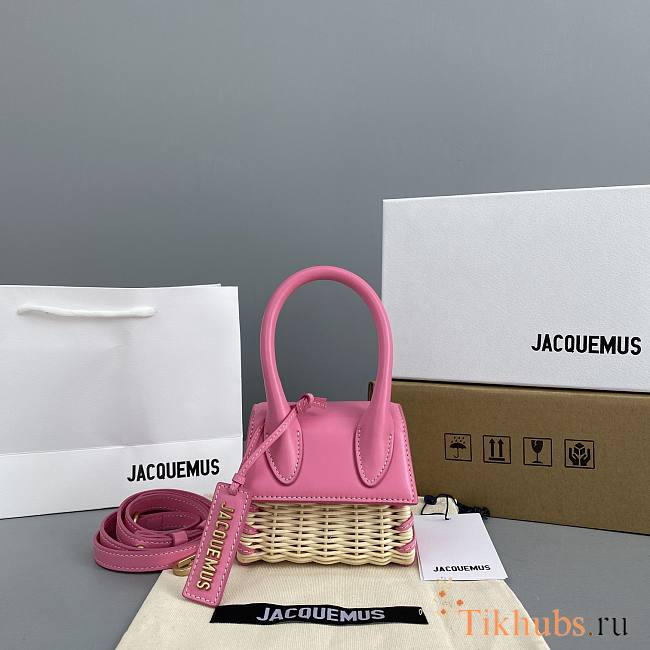 Jacquemus Bamboo Weaving Pink 2102 Size 12 x 8 x 5 cm - 1