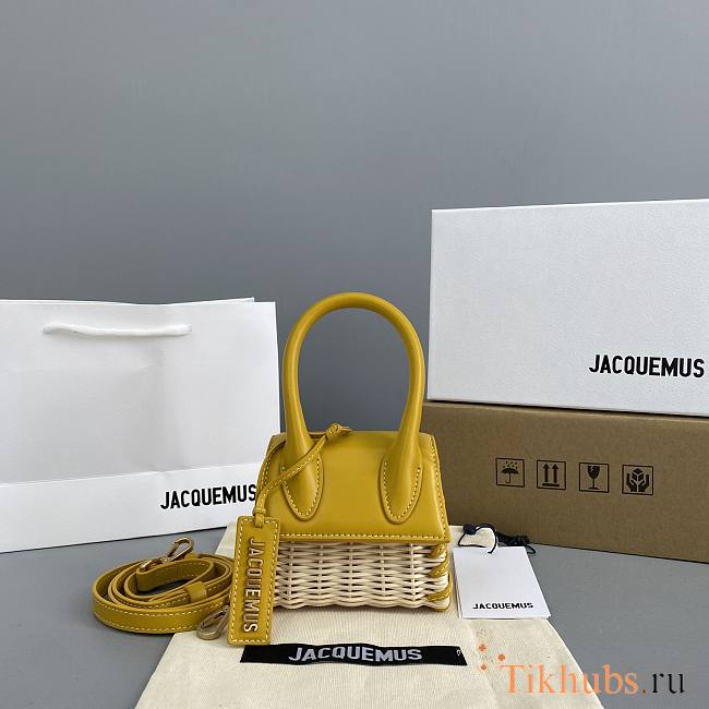 Jacquemus Bamboo Weaving Yellow 2102 Size 12 x 8 x 5 cm - 1