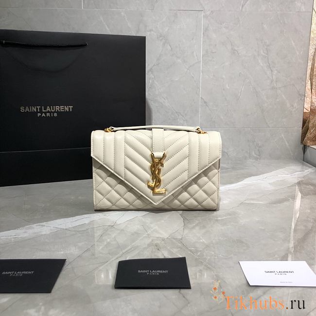 YSL Small Envelope Bag White 528286 Size 21 × 13 × 6 cm - 1