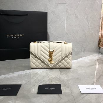 YSL Small Envelope Bag White 528286 Size 21 × 13 × 6 cm