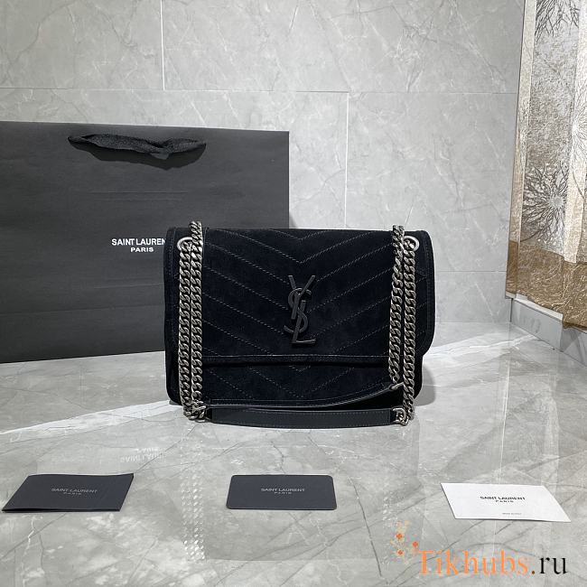 YSL Niki Frosted Leather Black 498894 Size 28 × 20 × 8 cm - 1