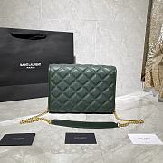 YSL Becky Quilted Lambskin Chain Bag Green 629246 Size 25 x 17 x 7 cm - 6