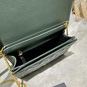 YSL Becky Quilted Lambskin Chain Bag Green 629246 Size 25 x 17 x 7 cm - 3