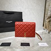 YSL Becky Quilted Lambskin Chain Bag Red 629246 Size 25 x 17 x 7 cm - 1