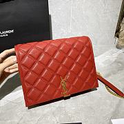 YSL Becky Quilted Lambskin Chain Bag Red 629246 Size 25 x 17 x 7 cm - 2