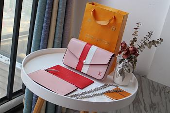 LV Pochette Felicie Epi Leather Bags Pink M62982 Size 21 x 12 x 3 cm